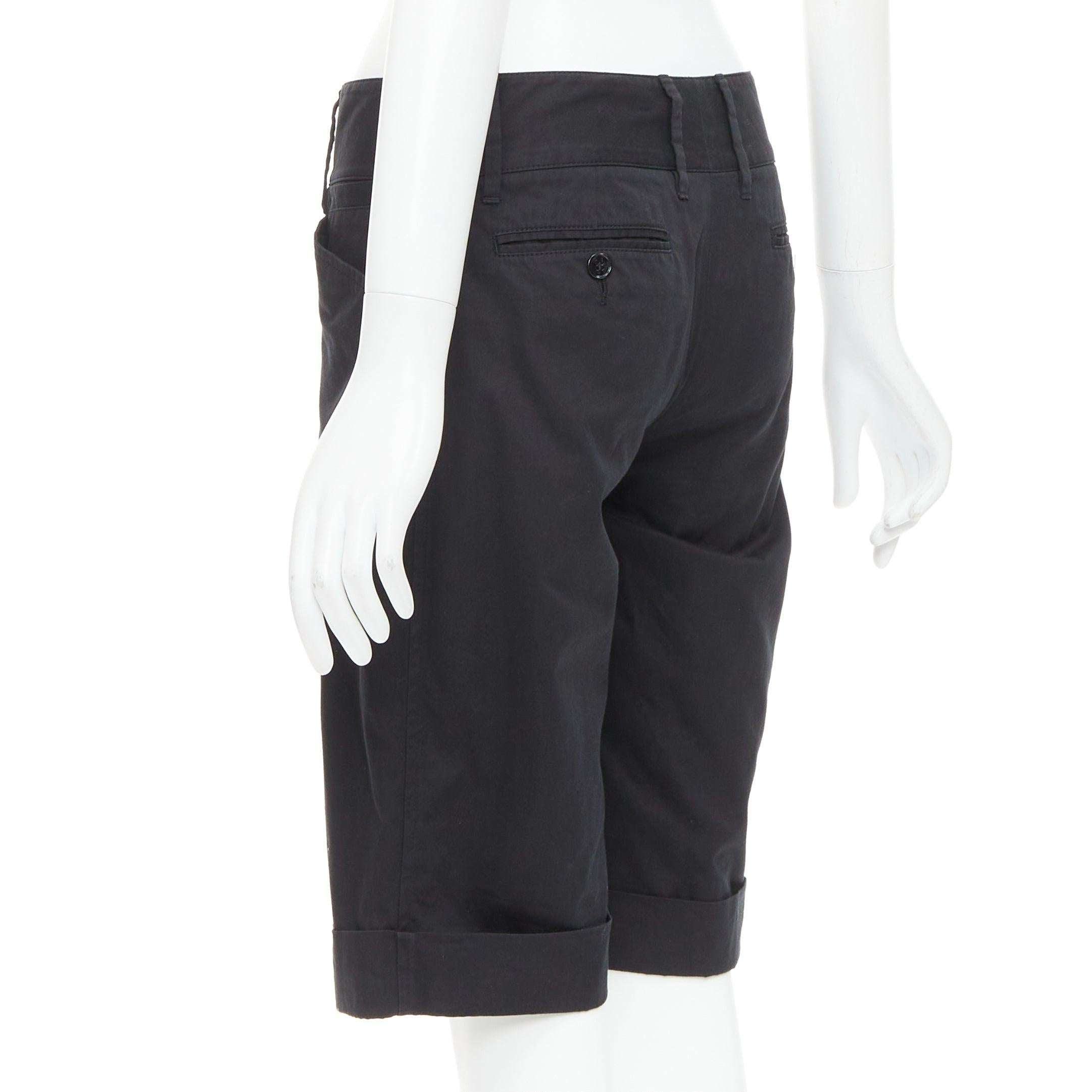 Dolce & Gabbana noir coton soie DG charme bermuda à revers IT38 XS en vente 1