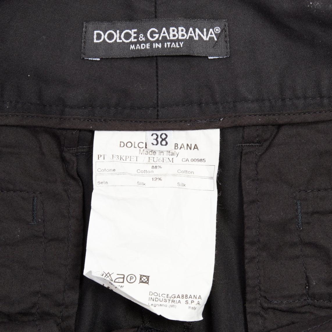 Dolce & Gabbana noir coton soie DG charme bermuda à revers IT38 XS en vente 3