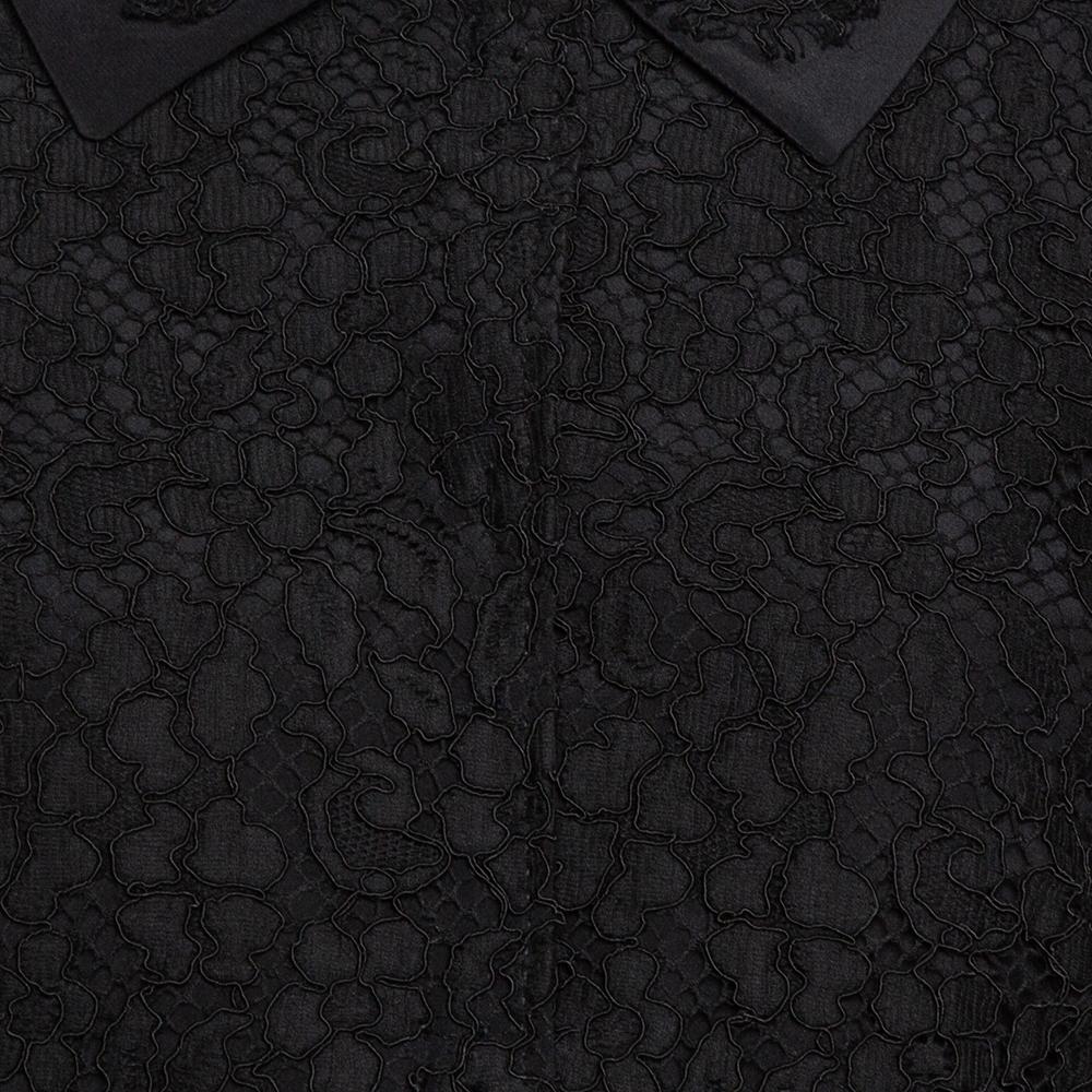 Women's Dolce & Gabbana Black Cotton Silk Floral Lace Jacket M