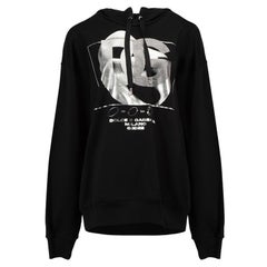 Dolce 
Gabbana Hoodie à capuche en coton noir imprimé A Silver Parallela Taille XL