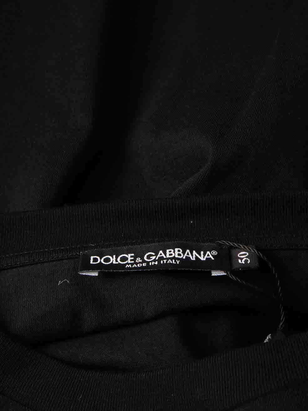 Women's Dolce & Gabbana Black Cotton Silver Realtà Parallela Print T-Shirt Size M For Sale