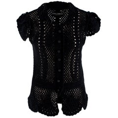 Dolce & Gabbana Schwarz Baumwolle ärmellos Crochet Strickjacke - Größe UA 6