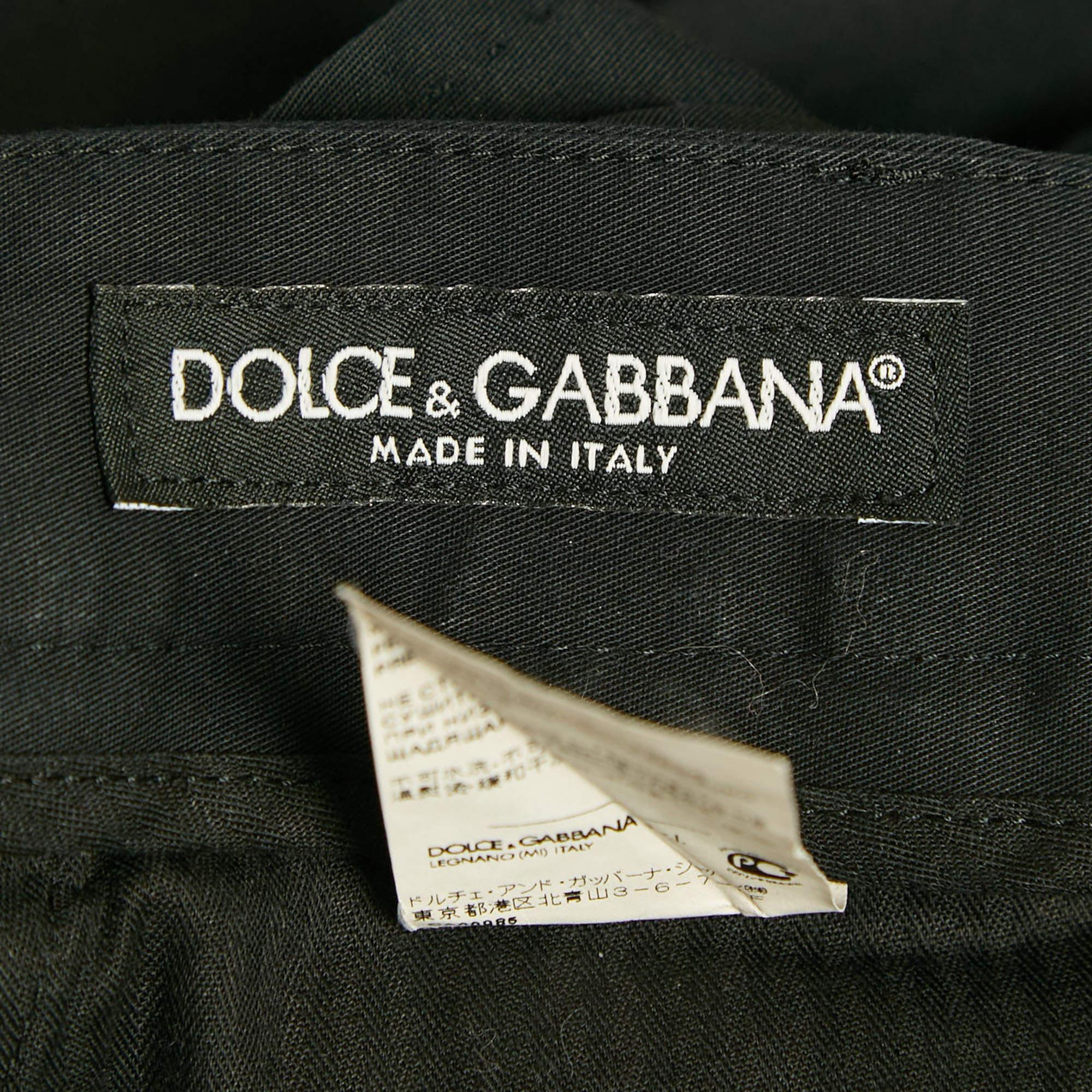 Men's Dolce & Gabbana Black Cotton Tailored Trousers XXXL For Sale