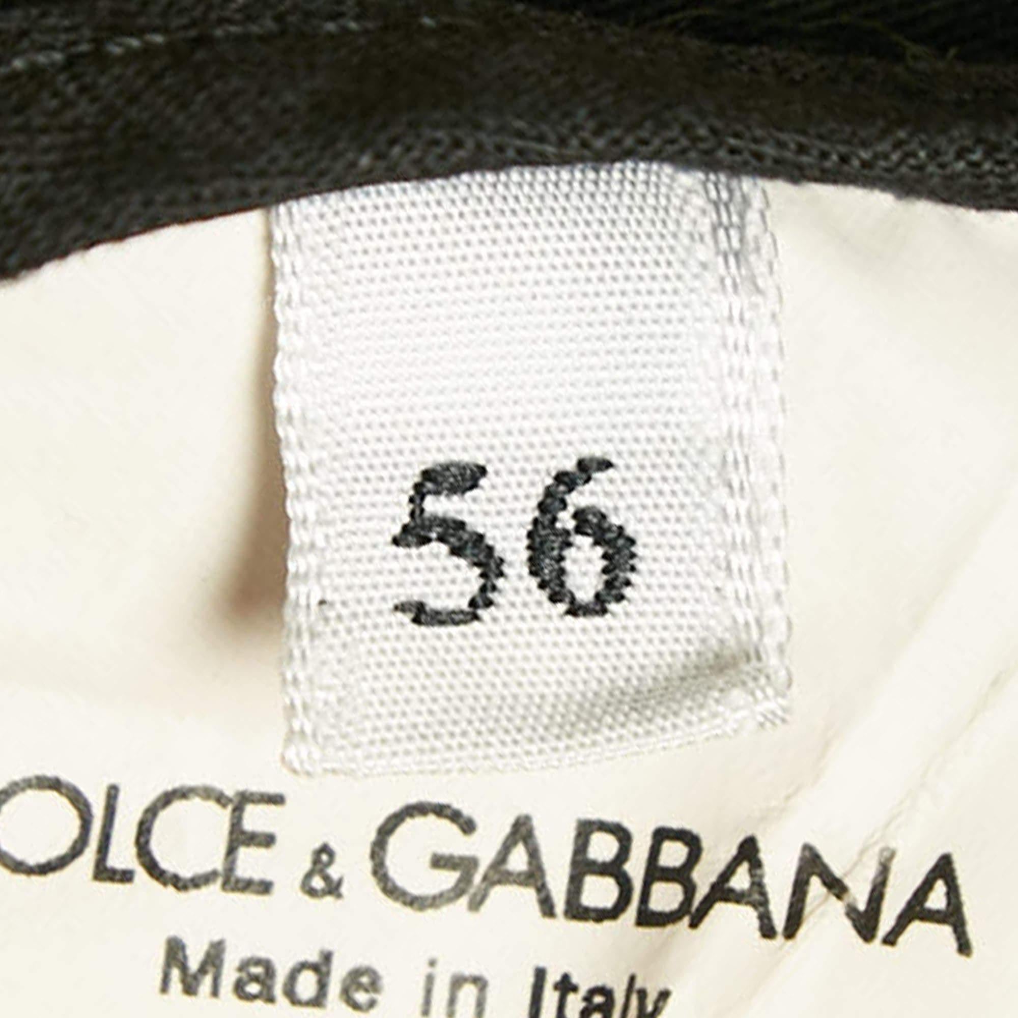 Dolce & Gabbana Black Cotton Tailored Trousers XXXL For Sale 1