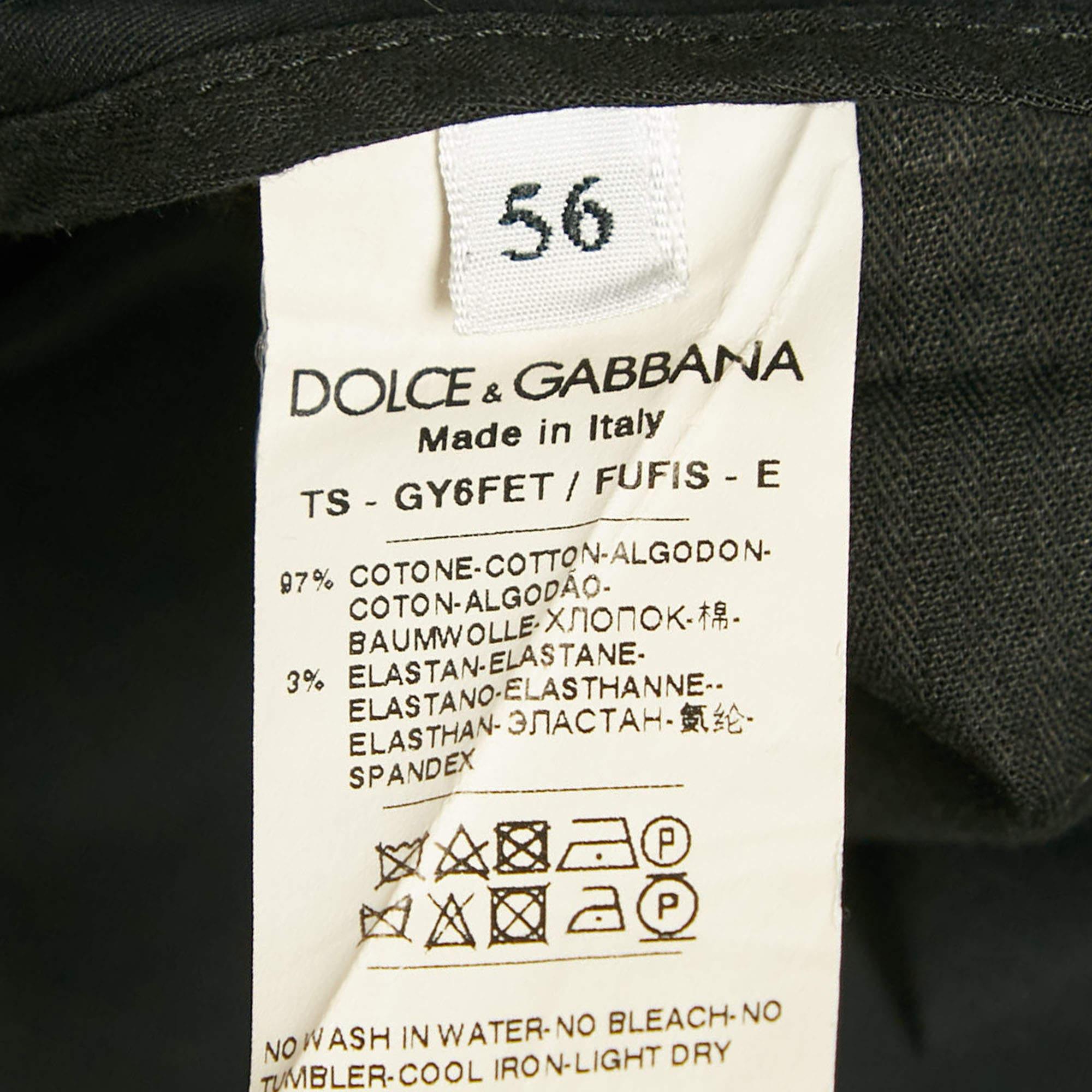Dolce & Gabbana Black Cotton Tailored Trousers XXXL For Sale 2
