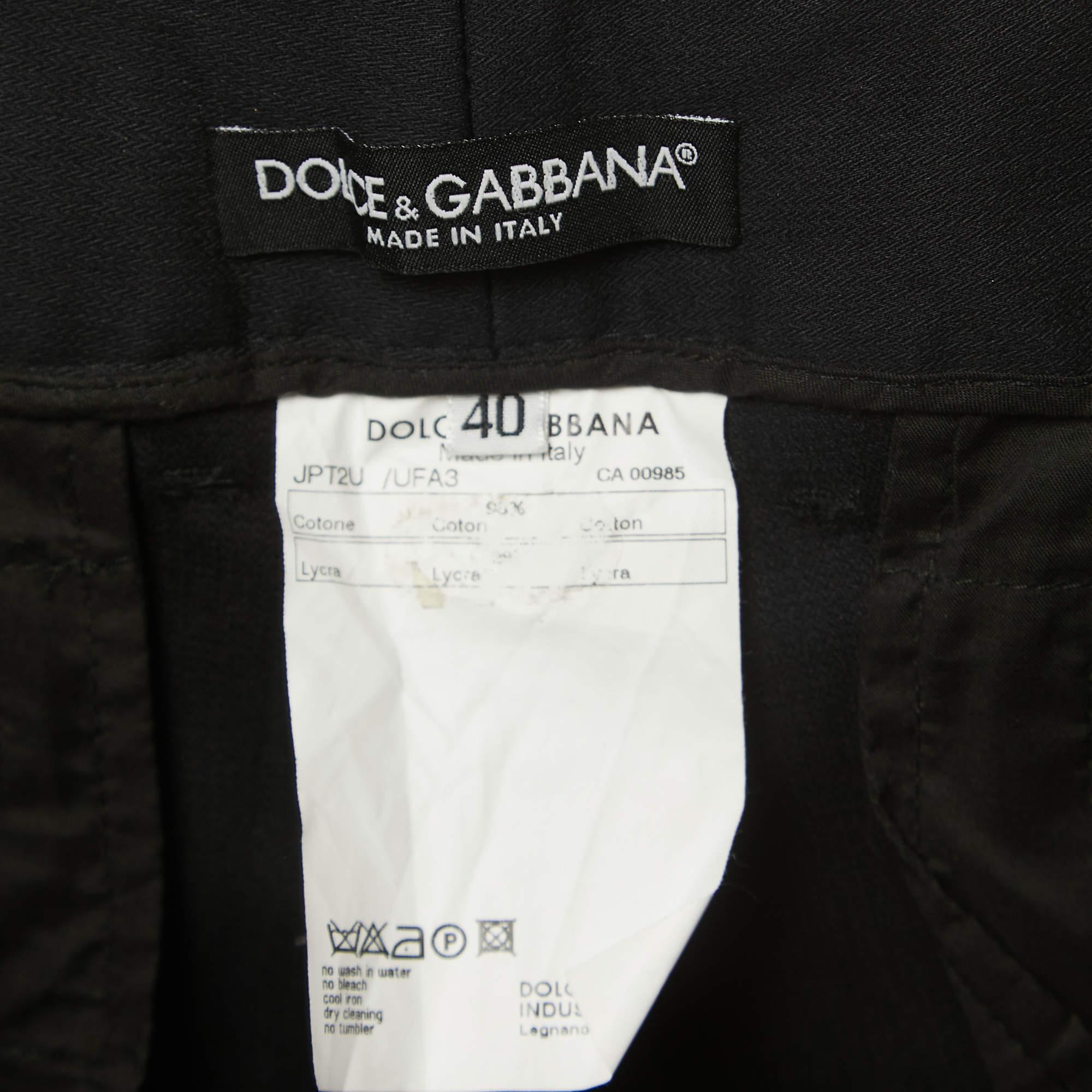 Dolce & Gabbana Black Cotton Trousers S In Good Condition For Sale In Dubai, Al Qouz 2