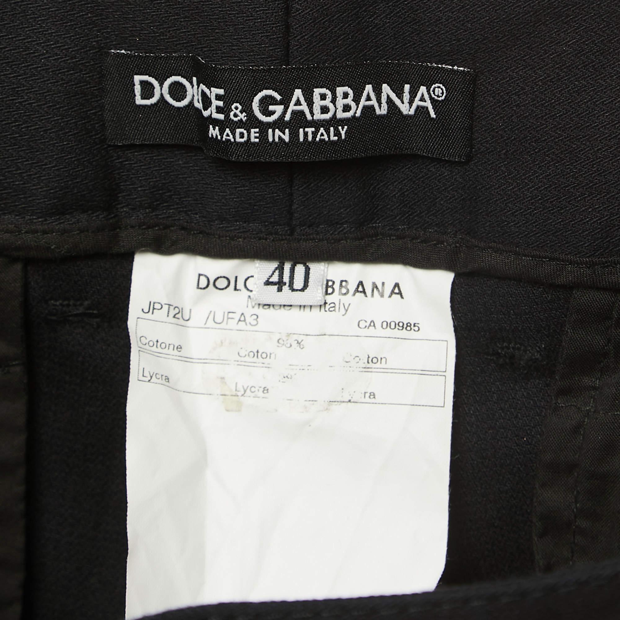 Women's Dolce & Gabbana Black Cotton Trousers S For Sale