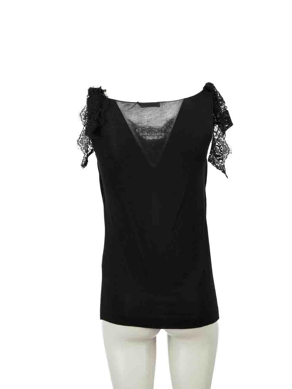 Dolce & Gabbana Black Cowl Neck Lace Trim Tank Top Size XS In Excellent Condition For Sale In London, GB