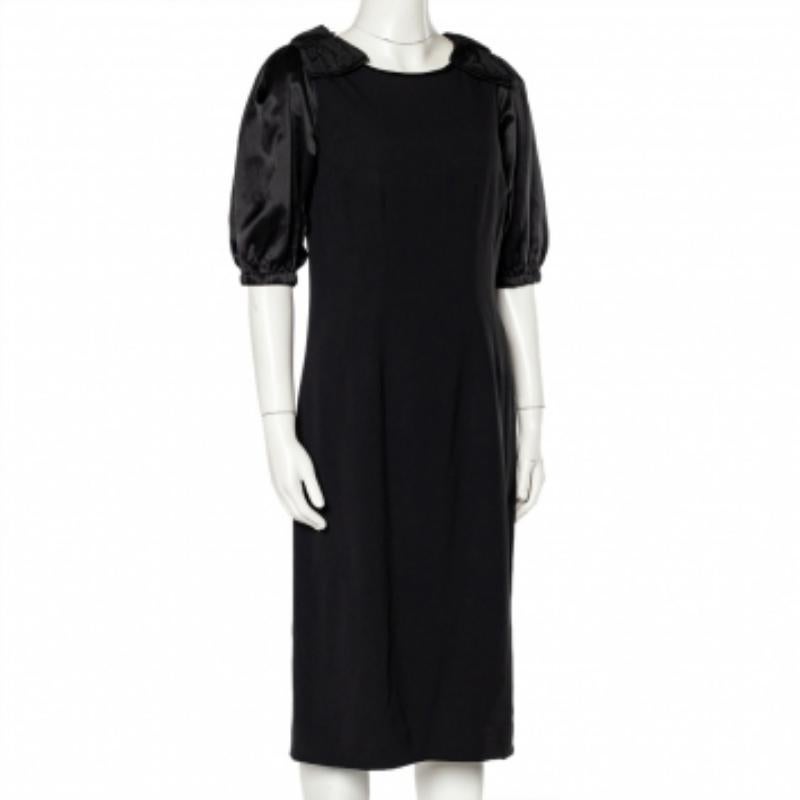 Dolce & Gabbana Vestido de crepé negro con lazo M Negro en venta