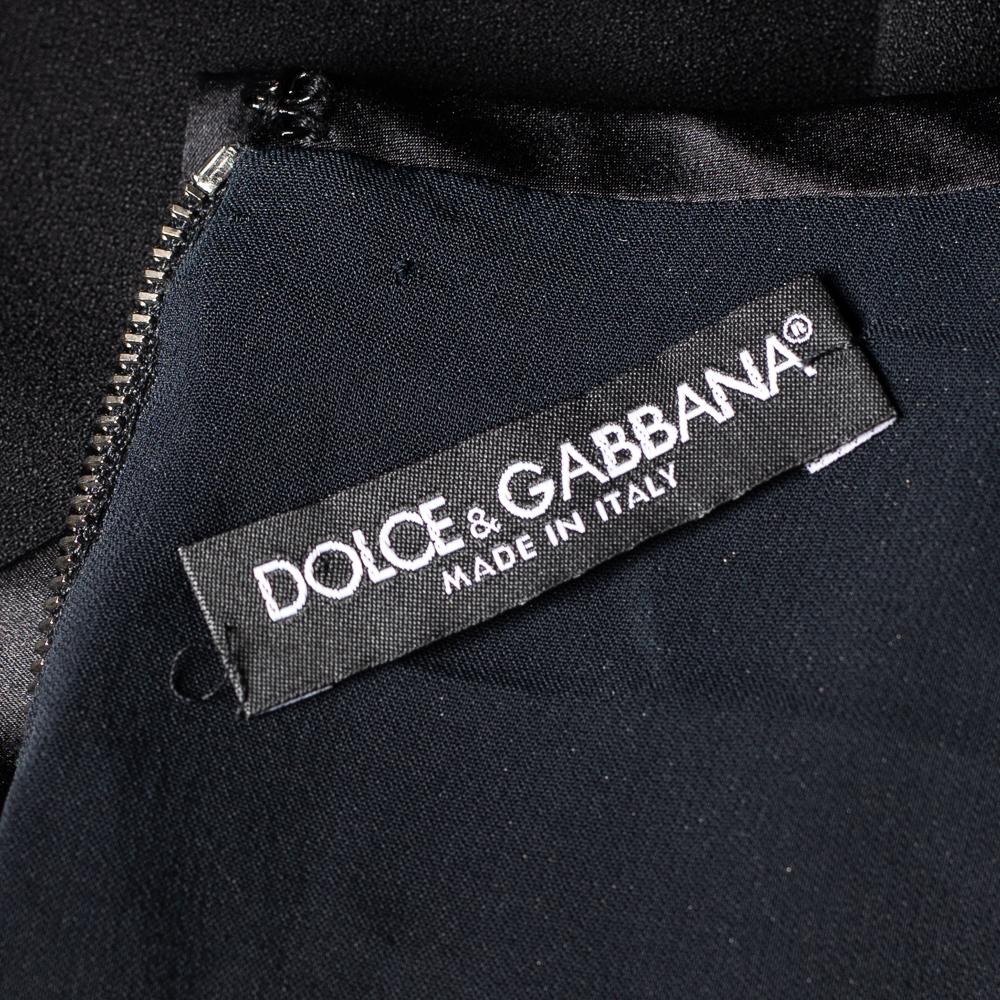 Dolce & Gabbana Black Crepe Bow Detail Sheath Dress M For Sale 2