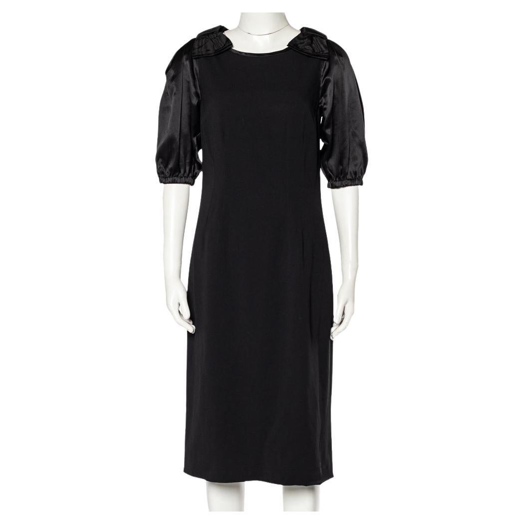 Dolce & Gabbana Black Crepe Bow Detail Sheath Dress M For Sale
