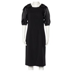 Dolce & Gabbana - Robe fourreau en crêpe noir avec nœud papillon, taille M