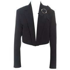 Dolce & Gabbana Black Crepe Cropped Bow Detail Blazer L