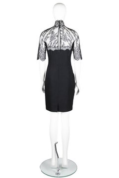 Dolce & Gabbana Black Crepe Dress with Chantilly Lace 1990s