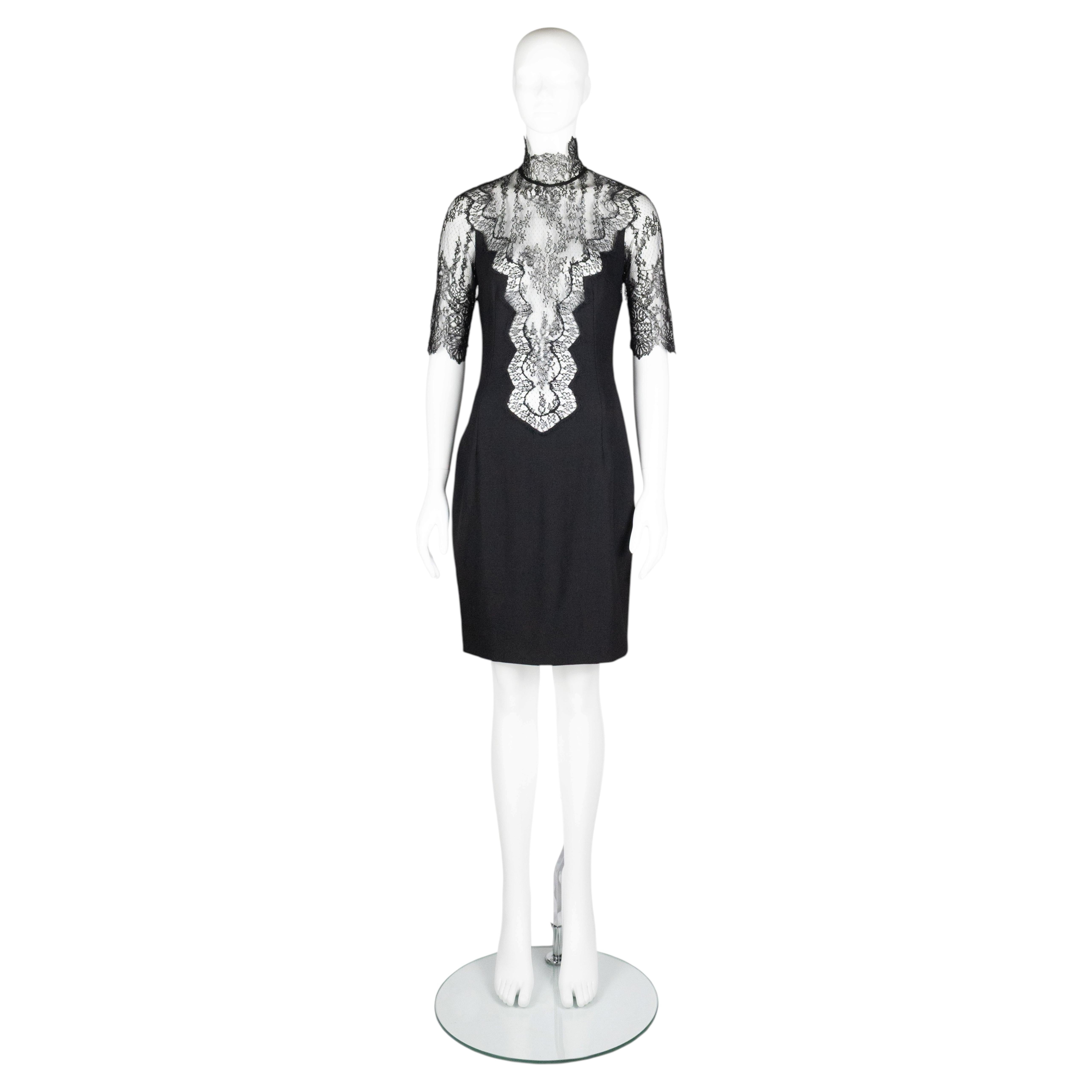 Dolce & Gabbana Black Crepe Dress with Chantilly Lace 1990s