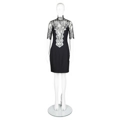 Dolce & Gabbana Black Crepe Dress with Chantilly Lace 1990s