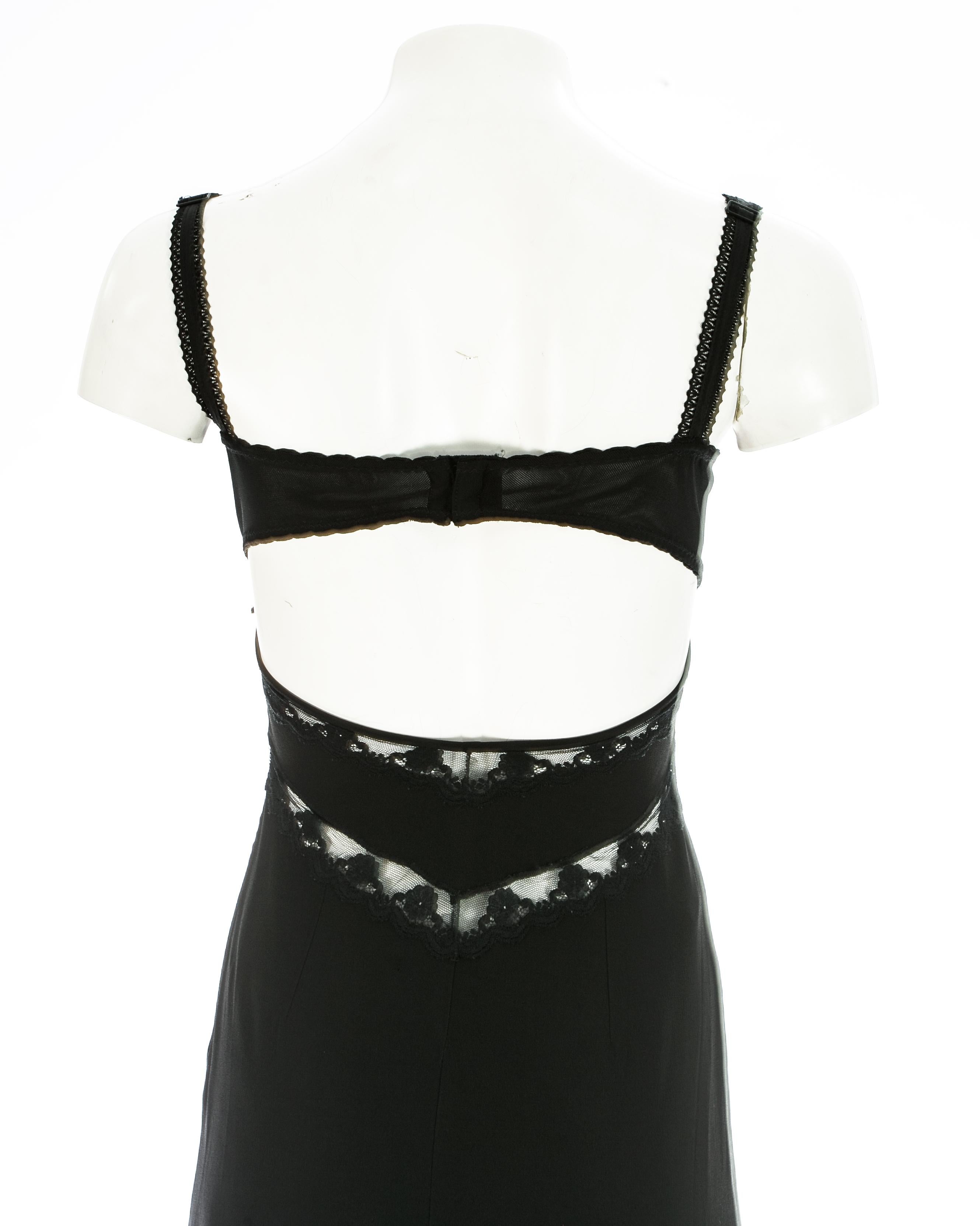 Dolce & Gabbana black crepe evening dress with lace cut outs and bra, A/W 1997 For Sale 1