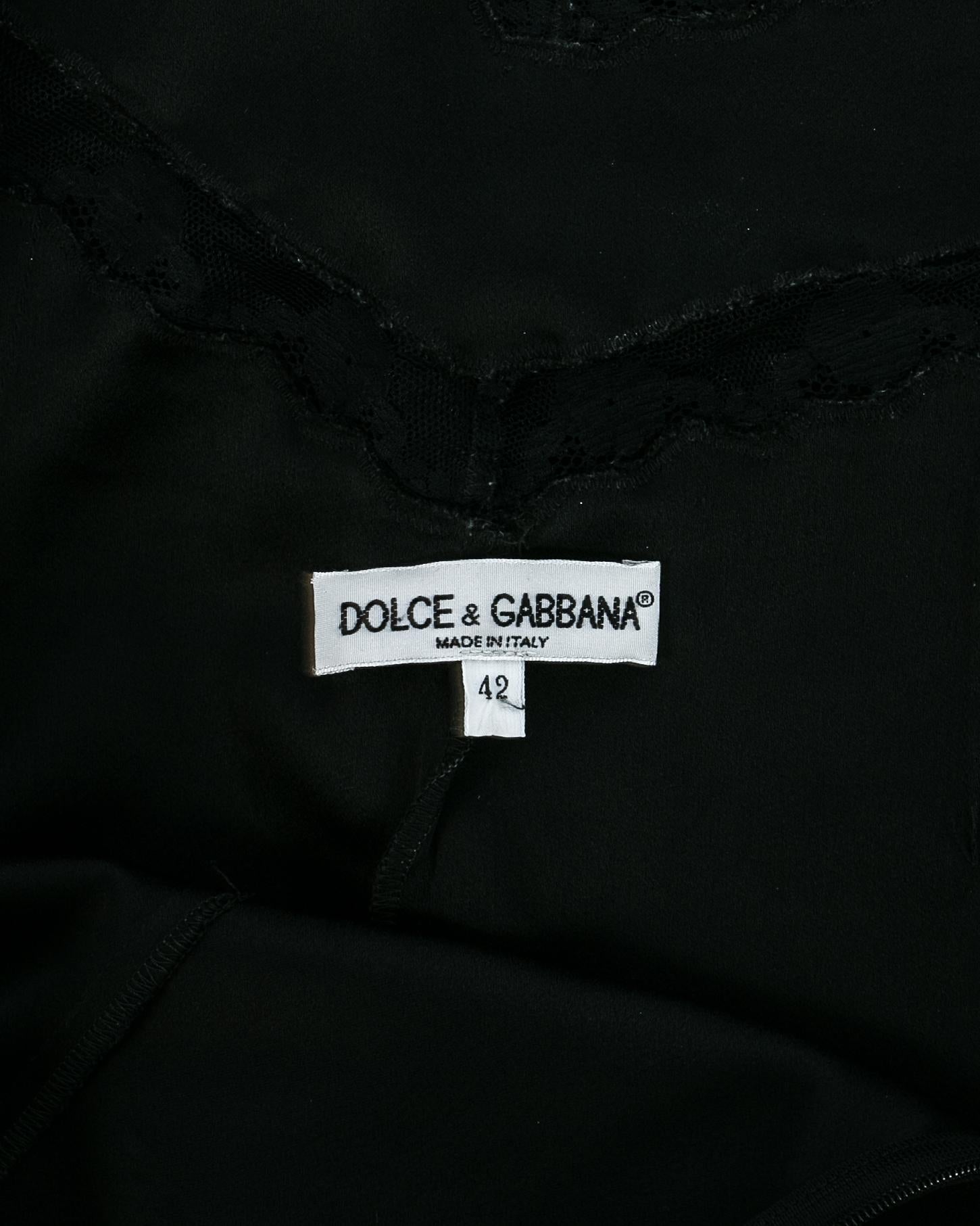 Dolce & Gabbana black crepe evening dress with lace cut outs and bra, A/W 1997 For Sale 2