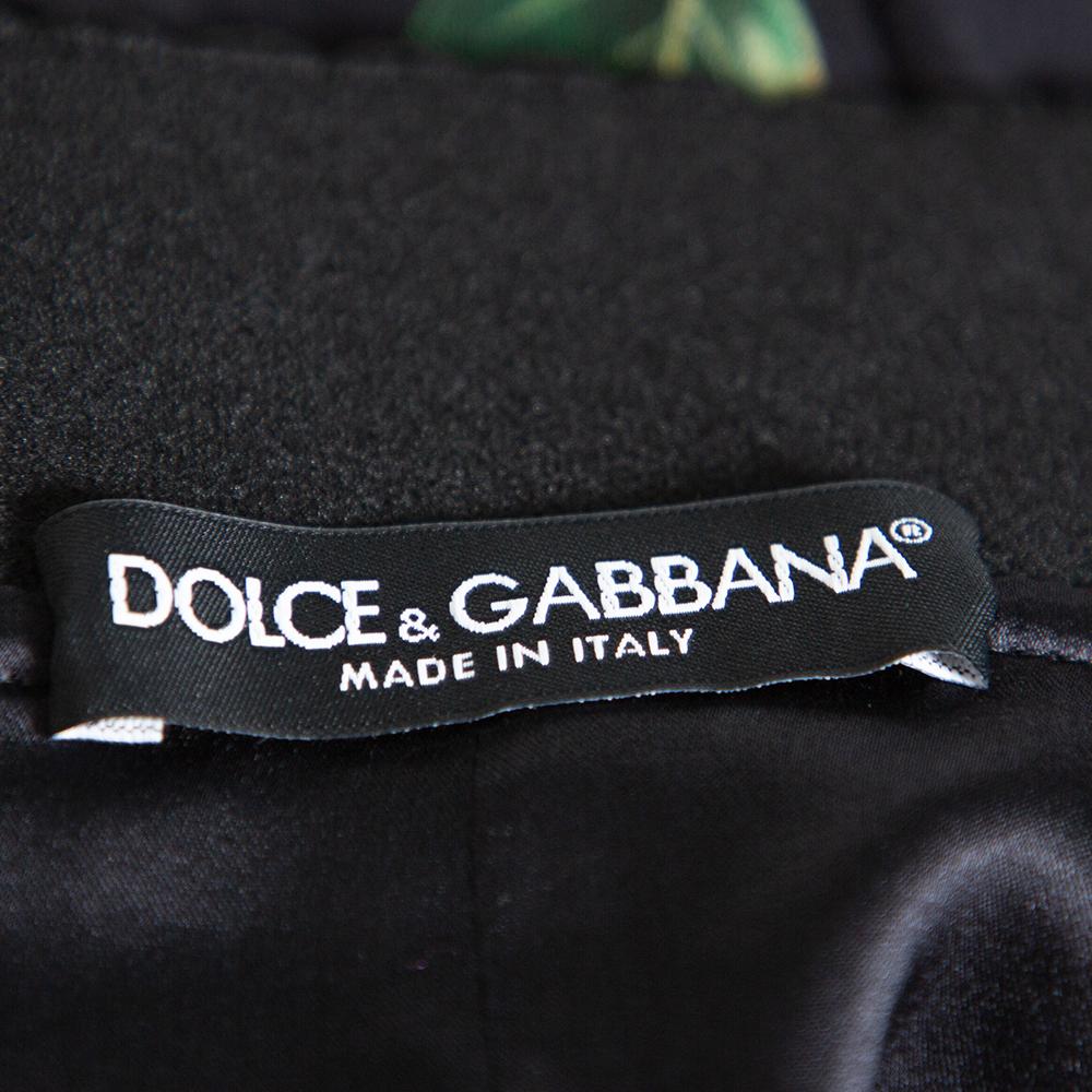Dolce & Gabbana Black Crepe Floral Printed Pencil Skirt L 1