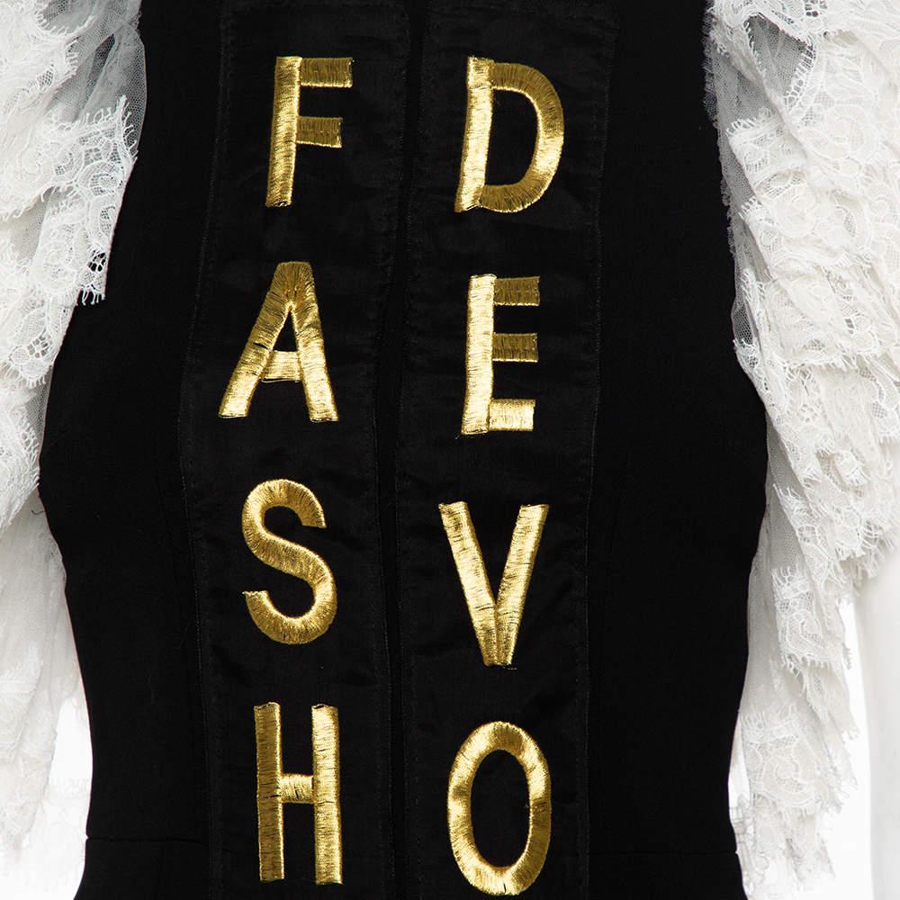Women's Dolce & Gabbana Black Crepe Lace Detail Fashion Devotion Dress XS For Sale