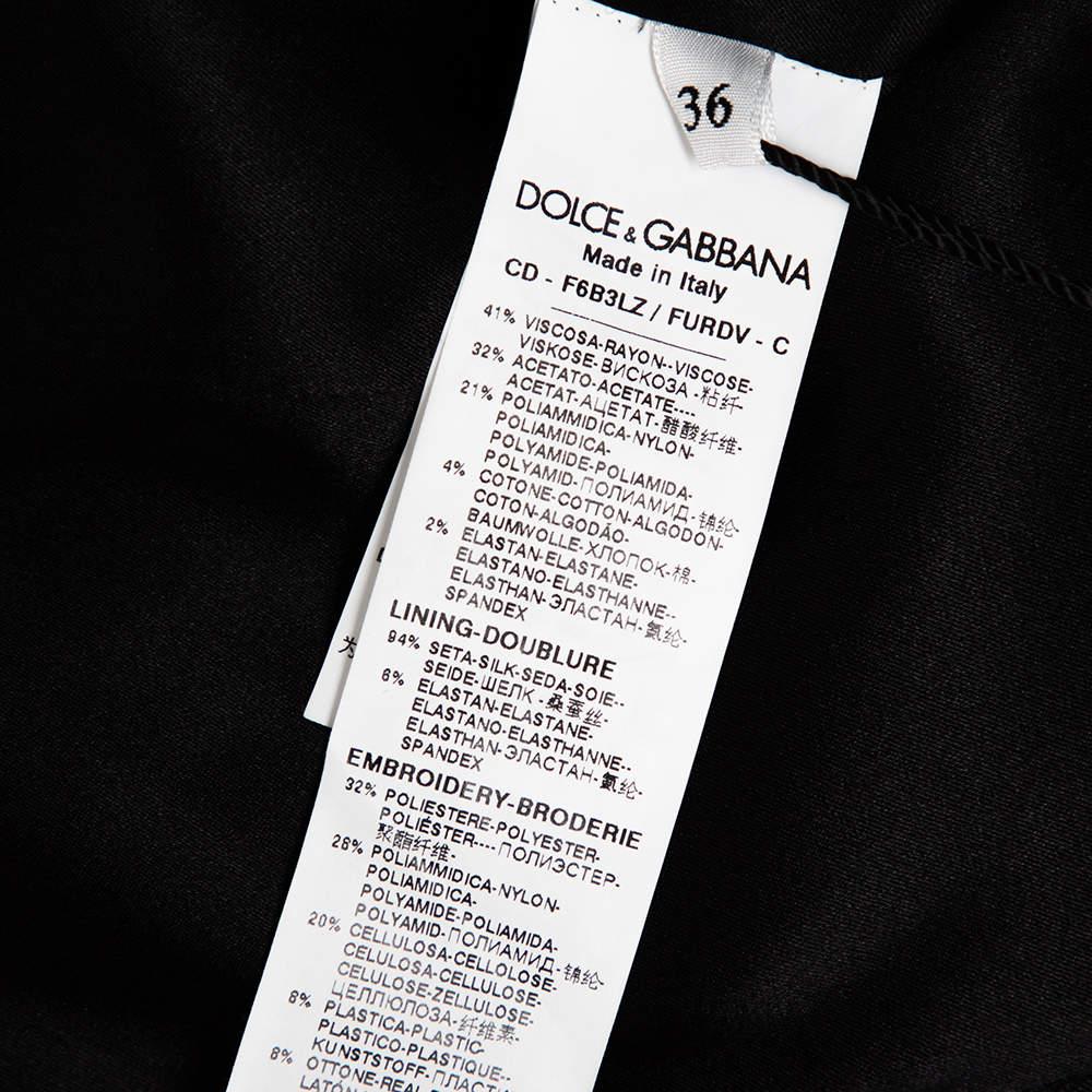 Dolce & Gabbana Black Crepe Lace Detail Fashion Devotion Dress XS For Sale 2