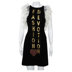 Dolce & Gabbana Schwarzes Devotion-Kleid aus Krepp mit Spitzendetails XS
