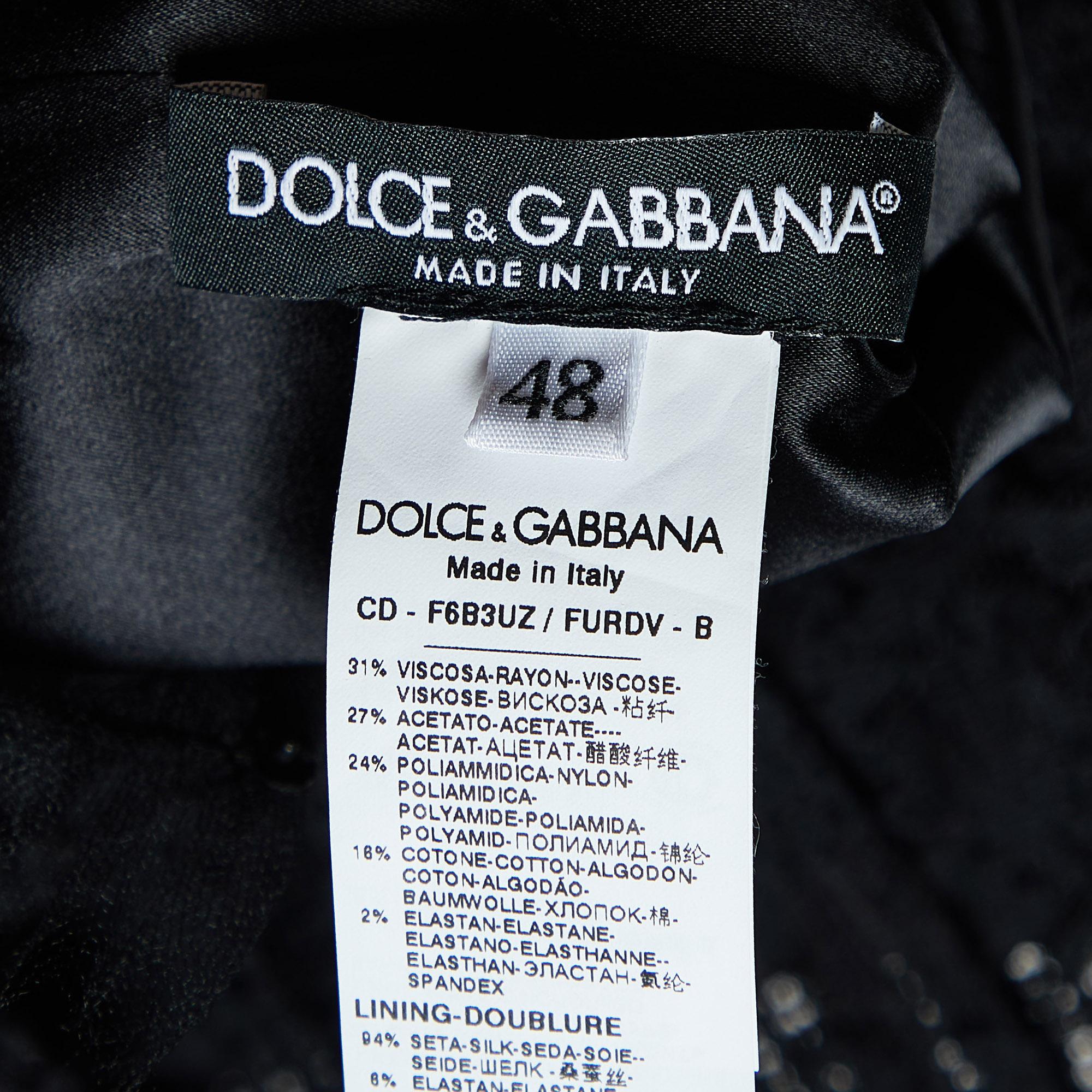 Women's Dolce & Gabbana Black Crepe & Lace Fashion Sinner Embellished Midi Dress L