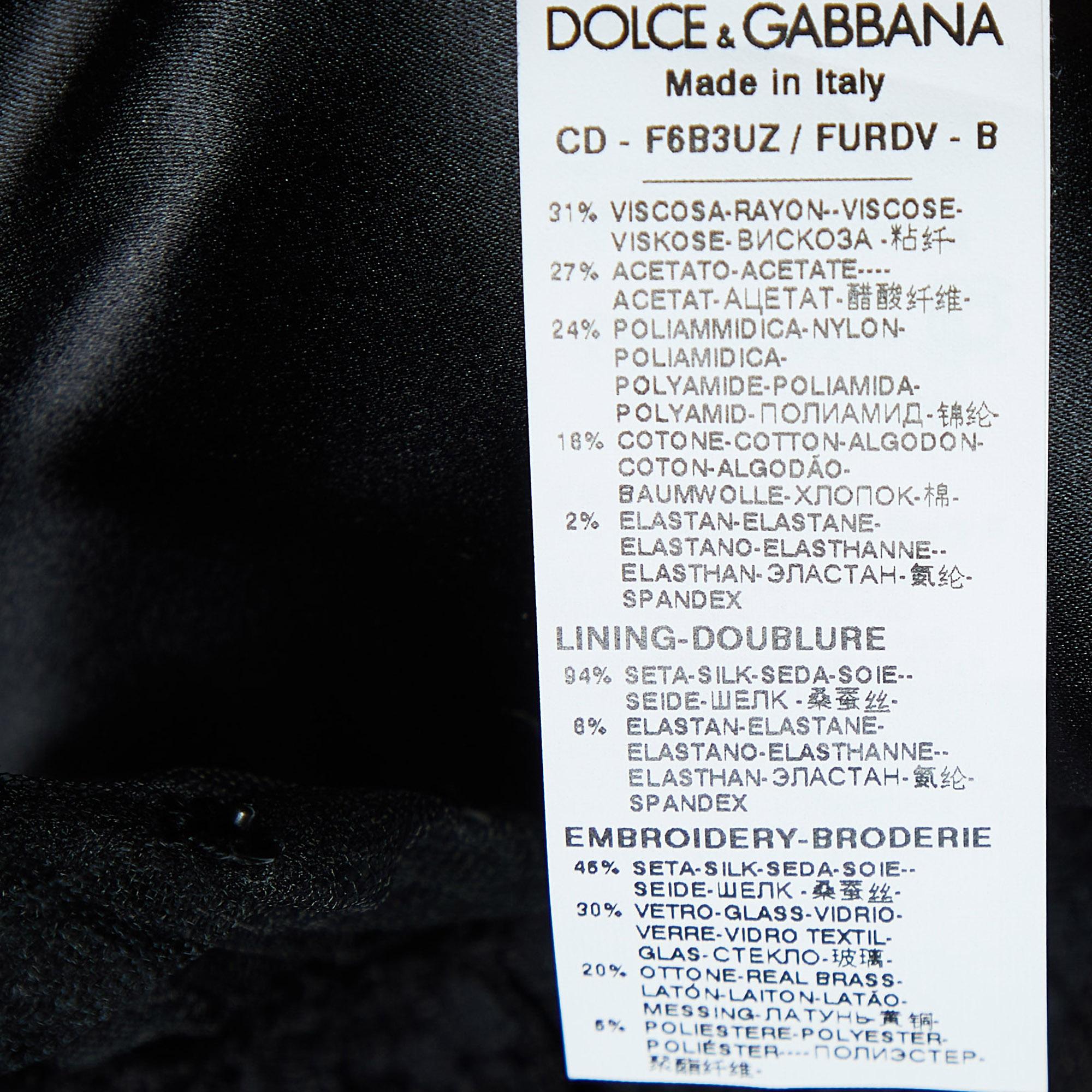 Dolce & Gabbana Black Crepe & Lace Fashion Sinner Embellished Midi Dress L 1