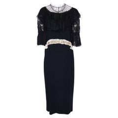 Dolce & Gabbana Black Crepe & Lace Fashion Sinner Embellished Midi Dress L