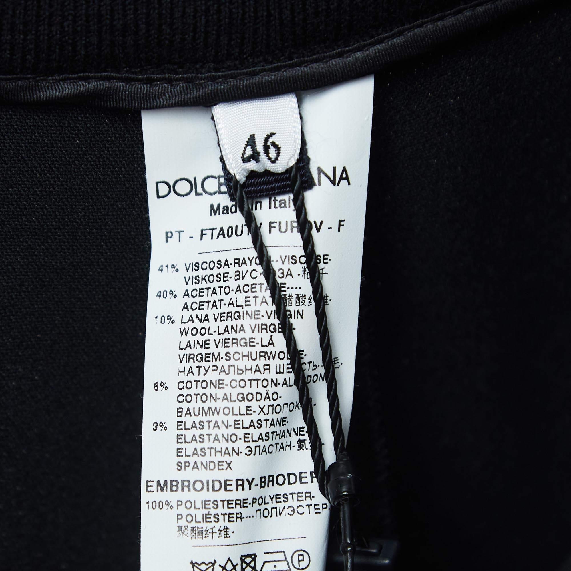Dolce & Gabbana Black Crepe Logo Tape Detail Pants L In Excellent Condition For Sale In Dubai, Al Qouz 2
