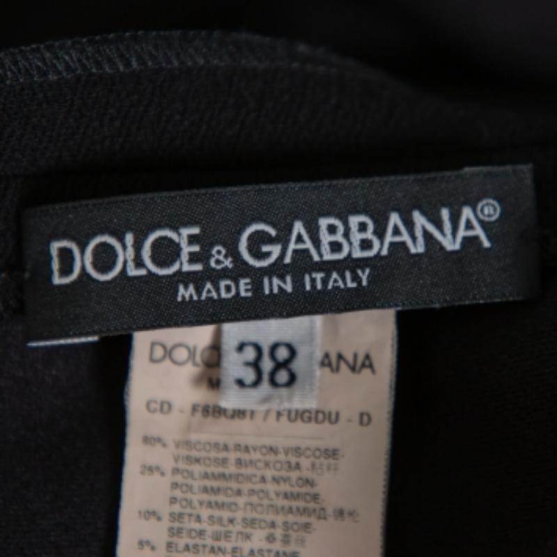 Dolce & Gabbana Black Crepe Sleeveless Shift Dress S For Sale 2