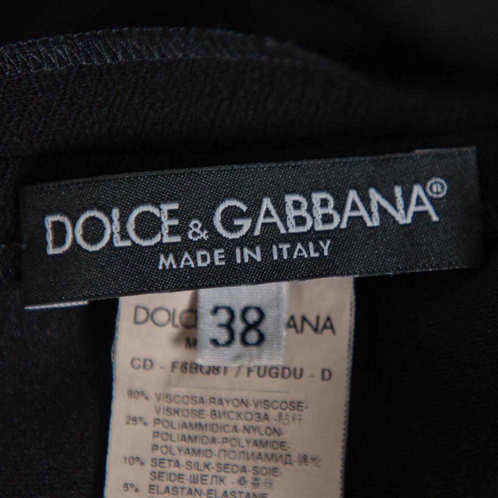 Dolce & Gabbana Black Crepe Sleeveless Shift Dress S For Sale 1