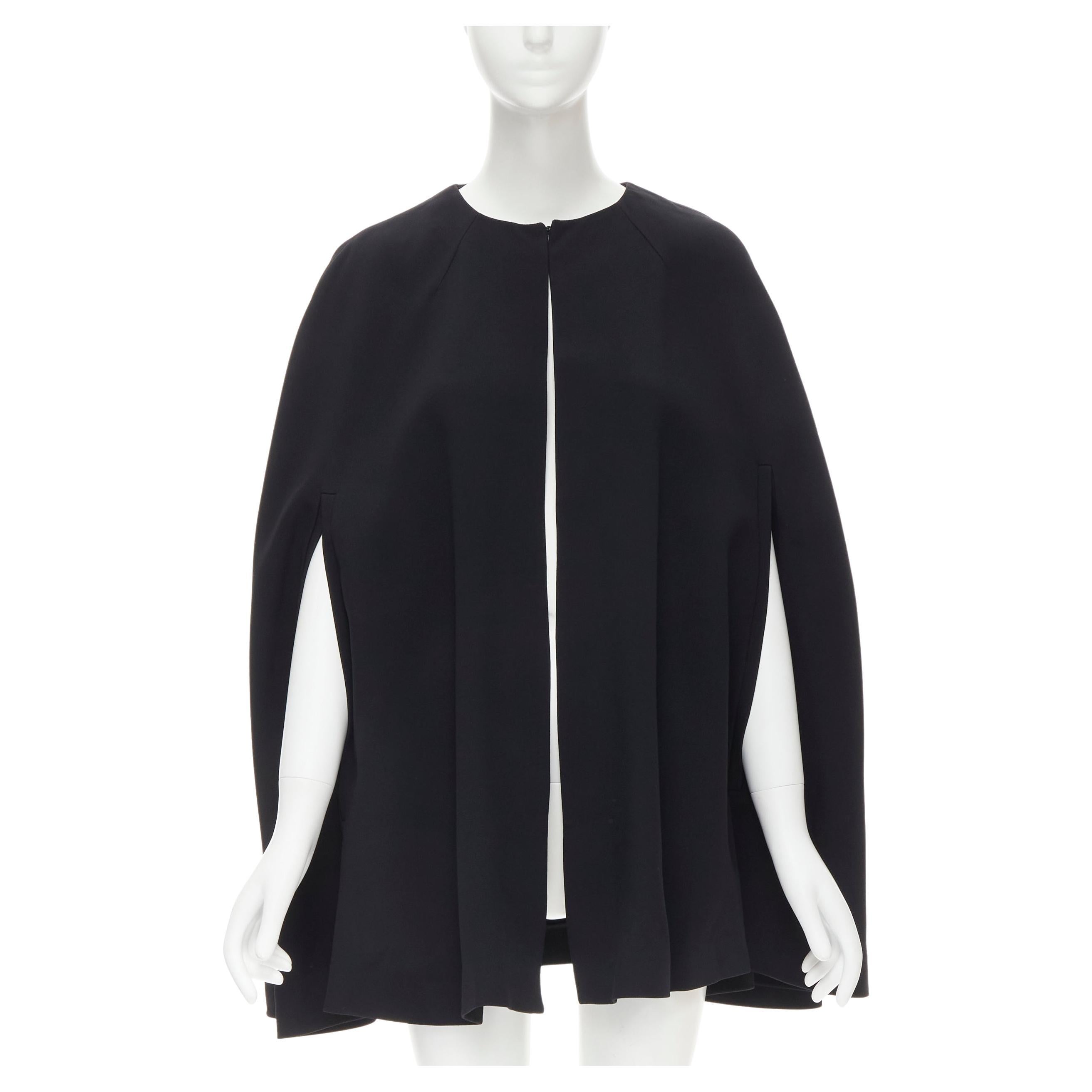 DOLCE GABBANA black crepe slit sleeves open front cape coat IT36 XS