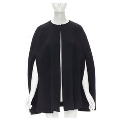 DOLCE GABBANA black crepe slit sleeves open front cape coat IT36 XS