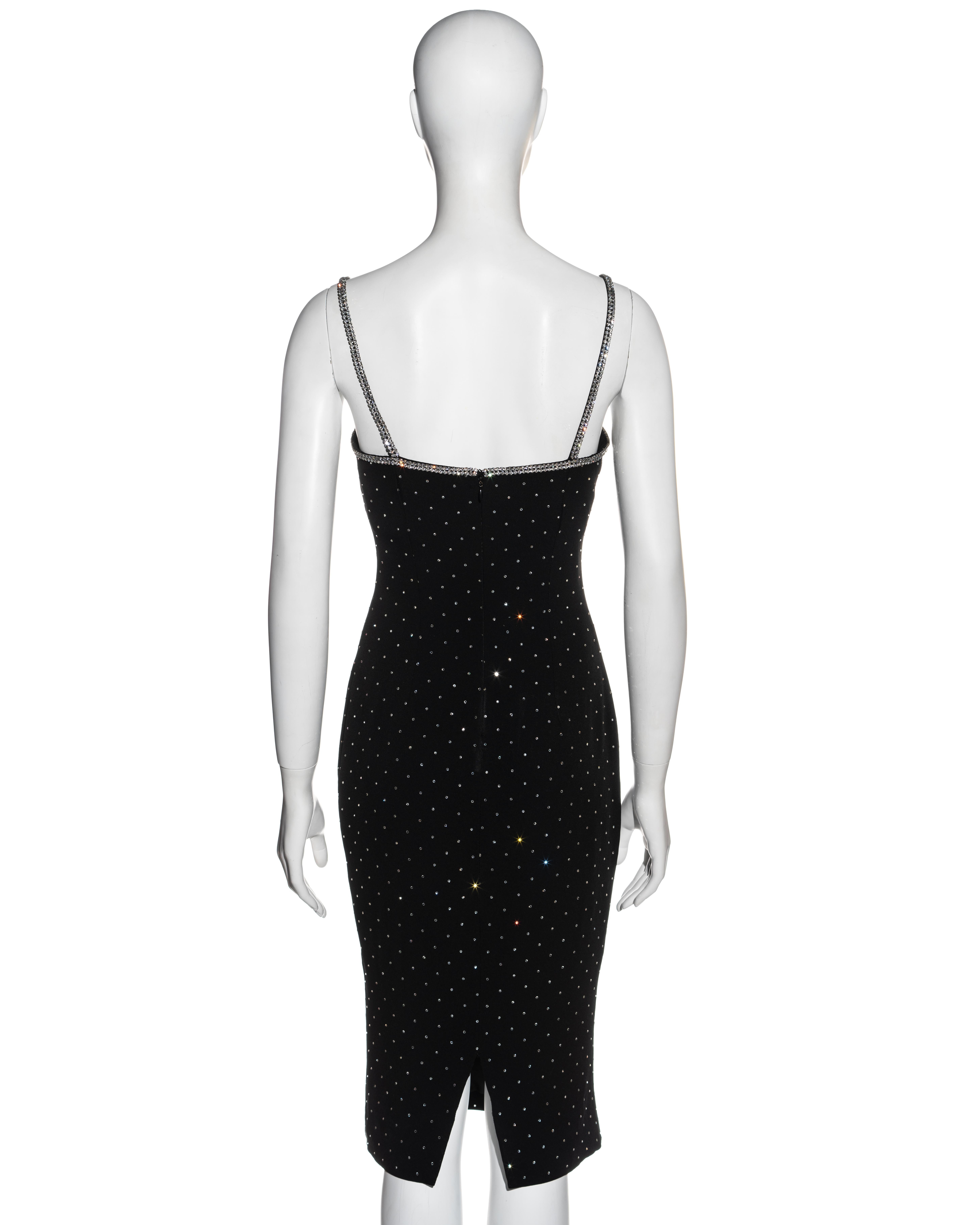 Dolce & Gabbana black crepe wiggle dress adorned with crystals, ss 1995 4