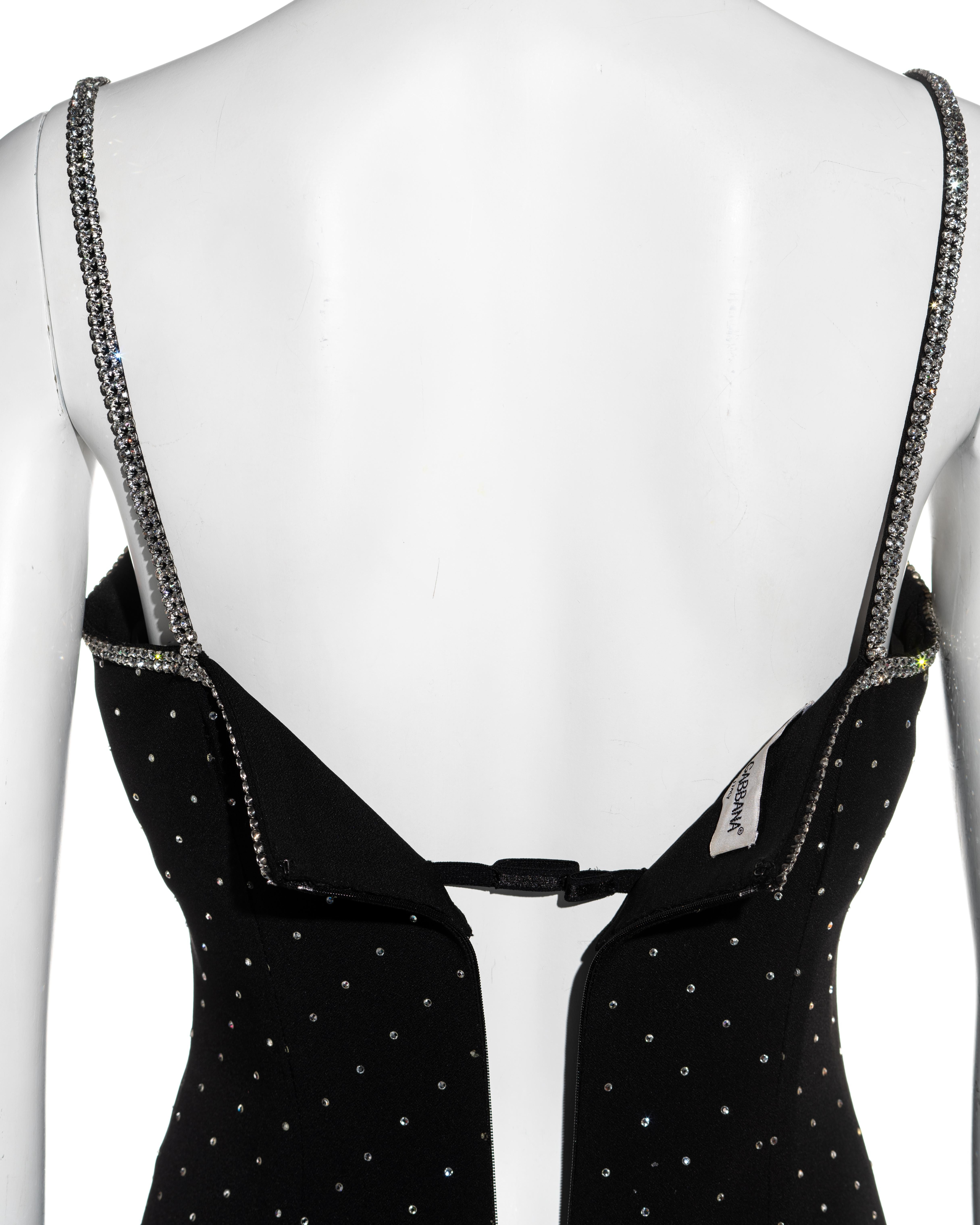 Dolce & Gabbana black crepe wiggle dress adorned with crystals, ss 1995 5