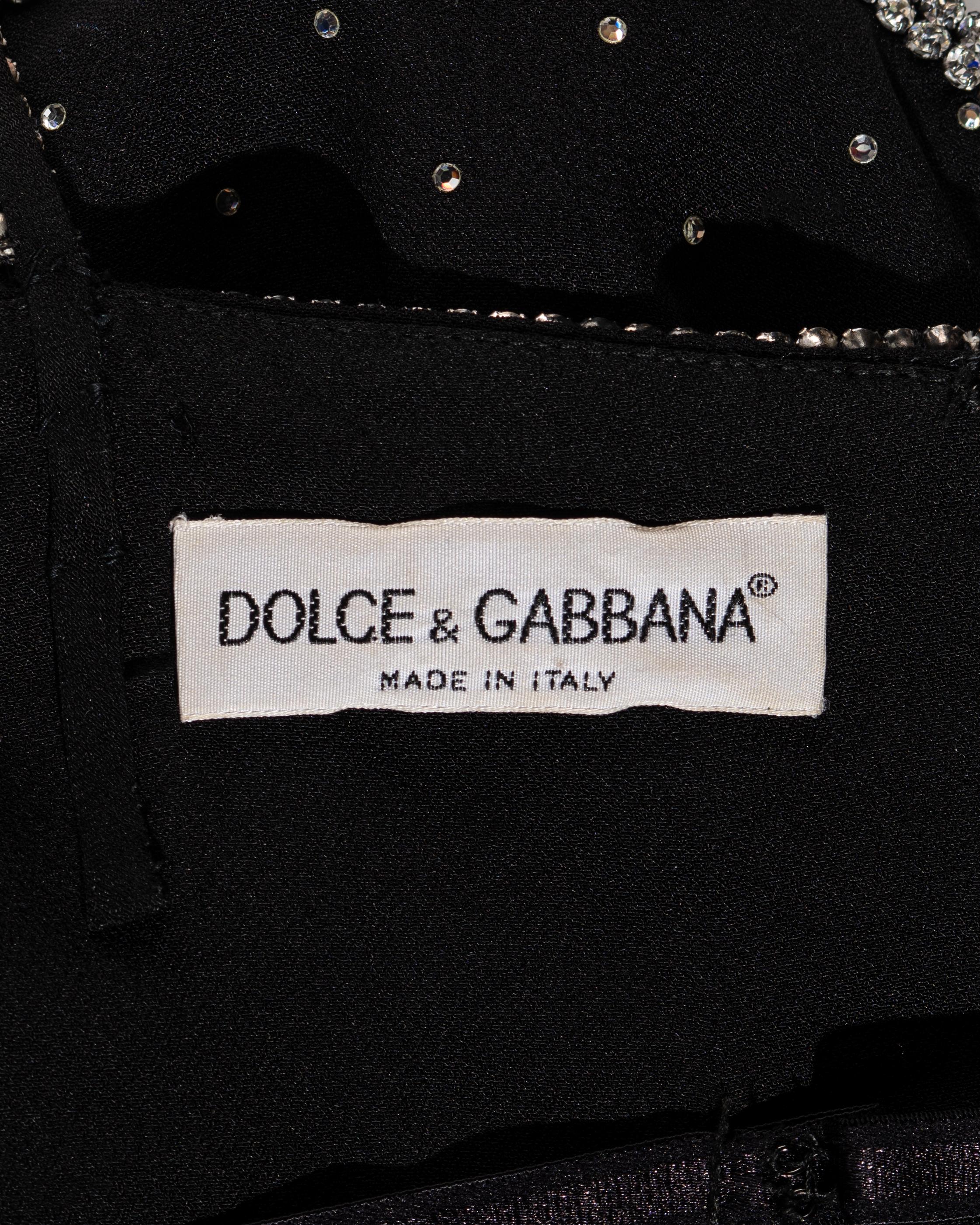 Dolce & Gabbana black crepe wiggle dress adorned with crystals, ss 1995 6