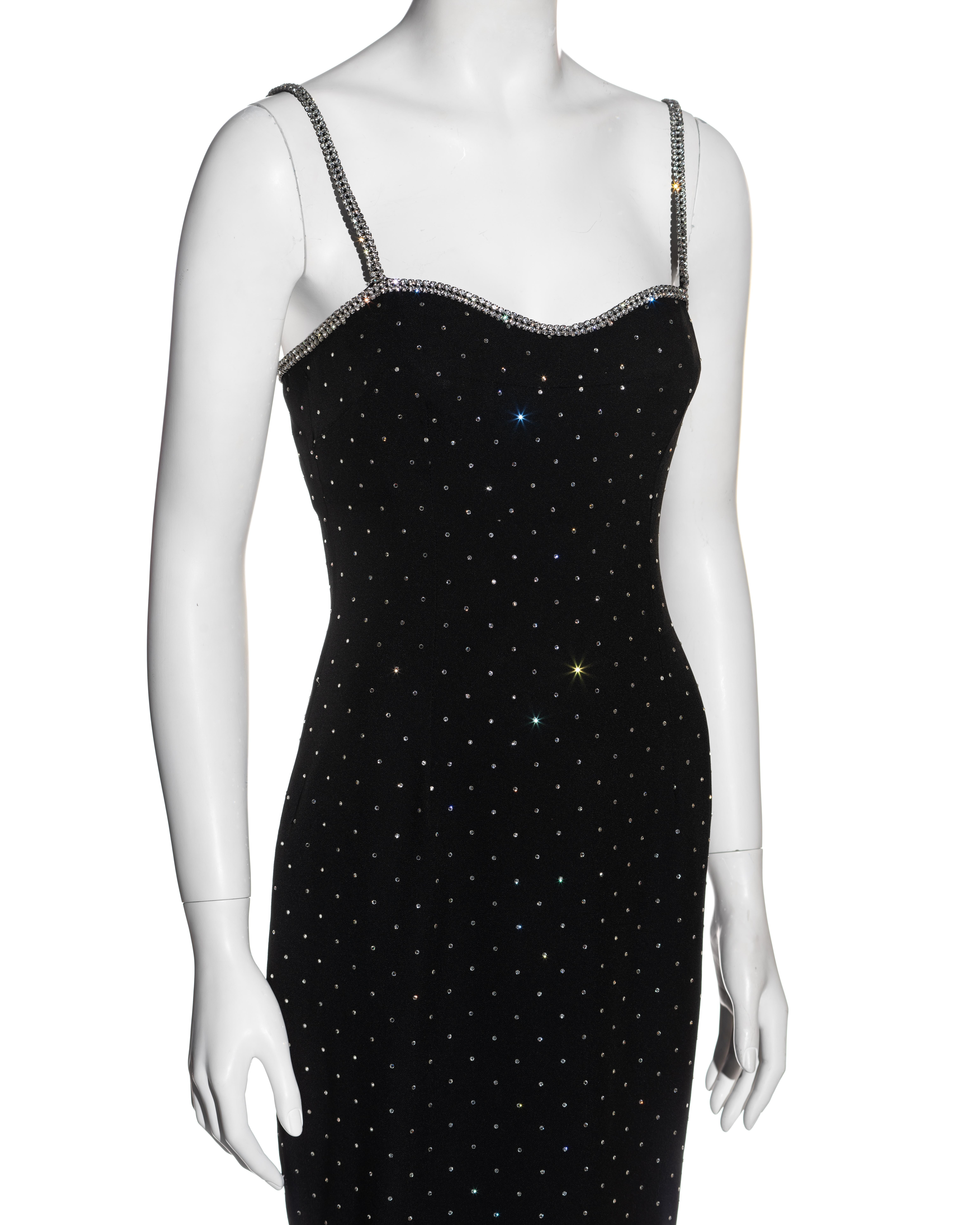 Women's Dolce & Gabbana black crepe wiggle dress adorned with crystals, ss 1995