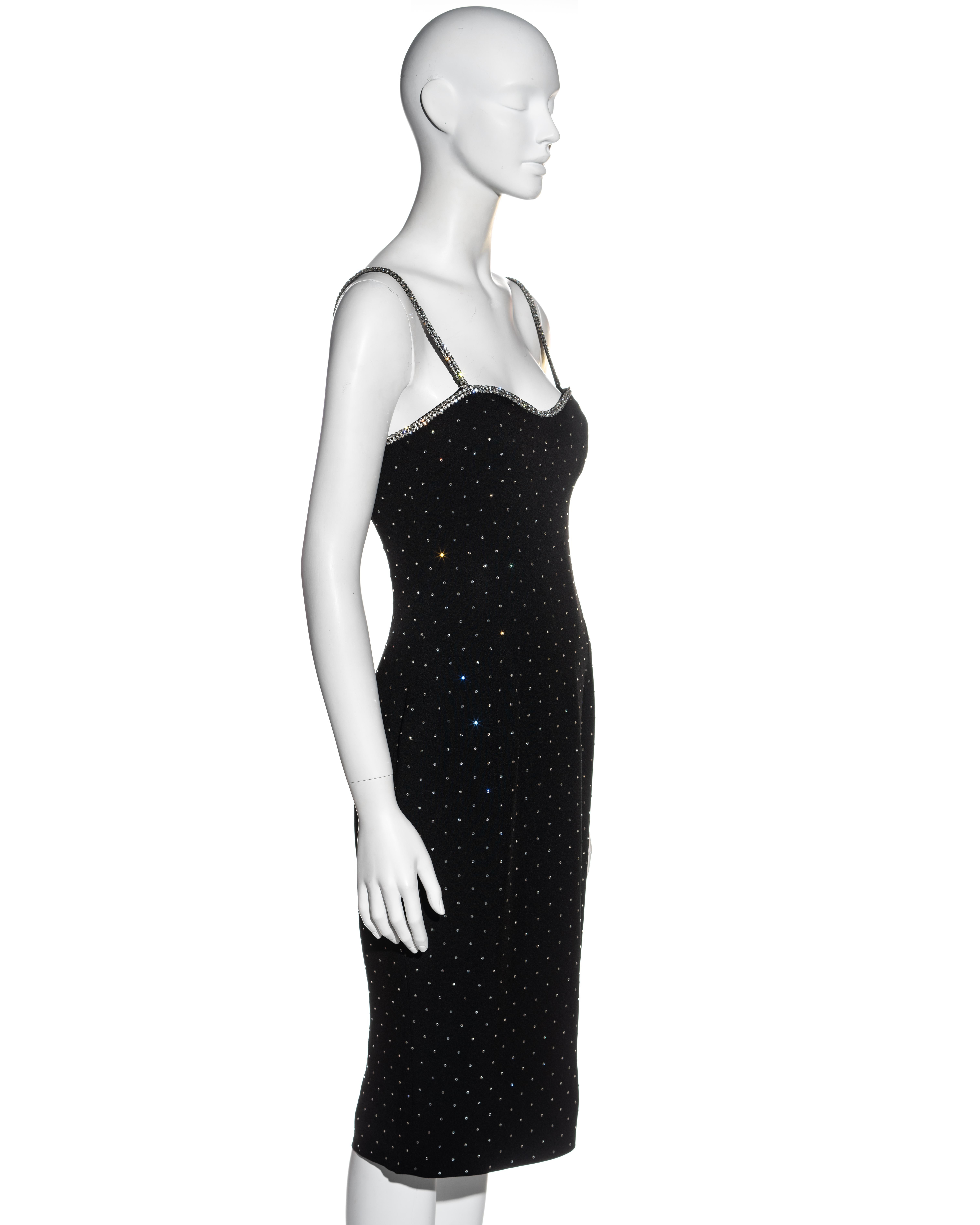 Dolce & Gabbana black crepe wiggle dress adorned with crystals, ss 1995 2