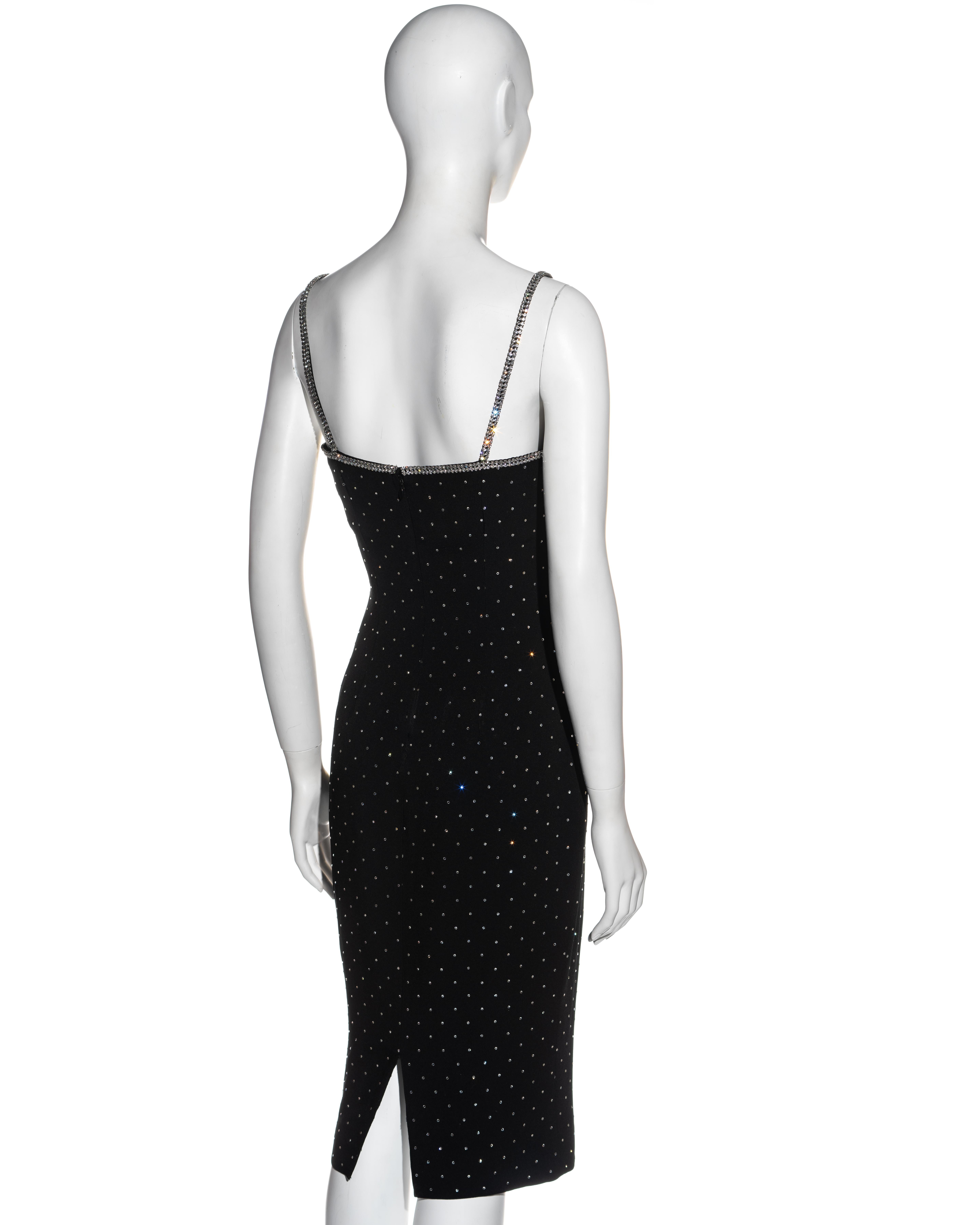 Dolce & Gabbana black crepe wiggle dress adorned with crystals, ss 1995 3