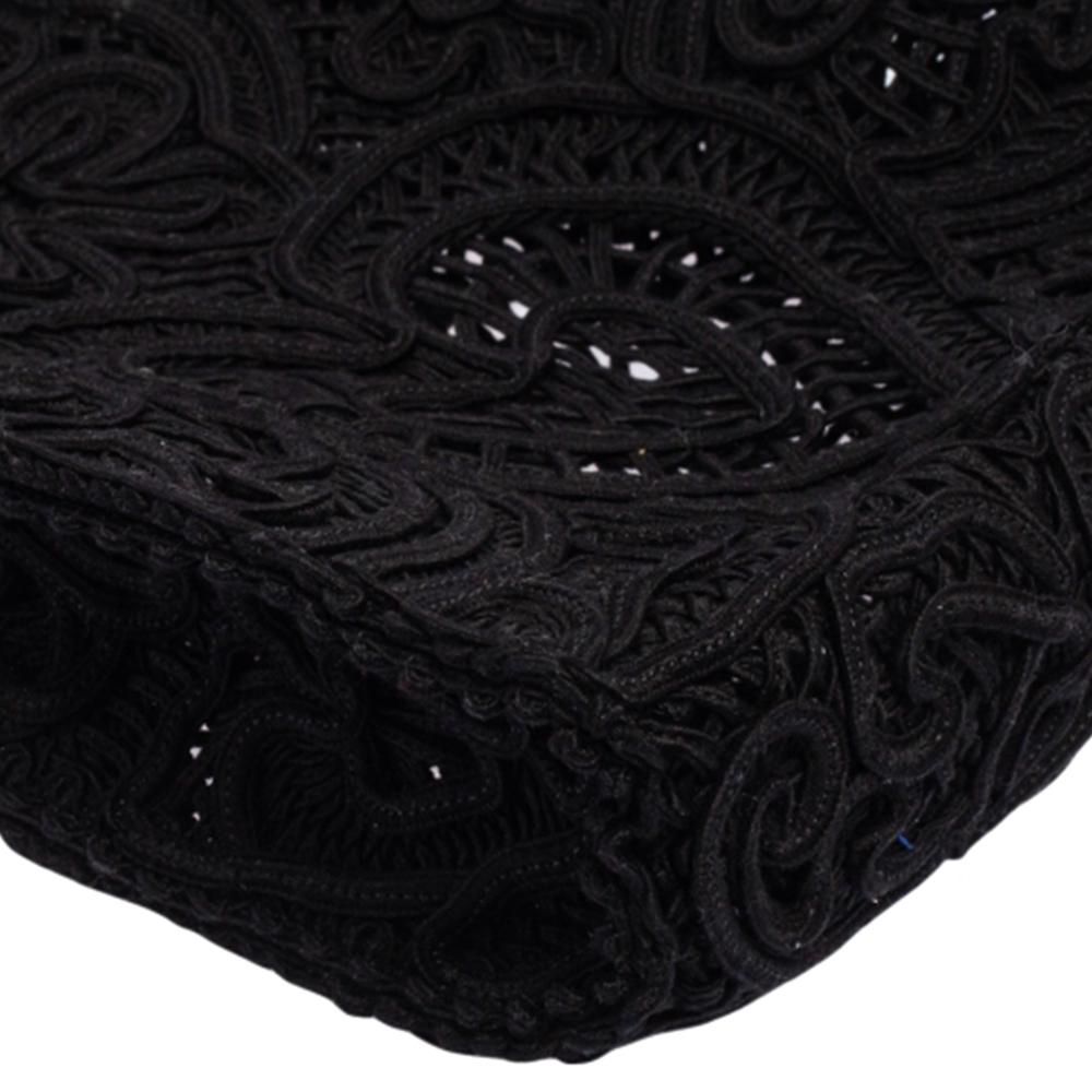 Dolce & Gabbana Black Crochet Fabric Small Beatrice Tote 4