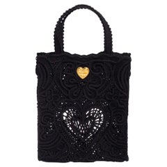 Dolce & Gabbana Black Crochet Fabric Small Beatrice Tote