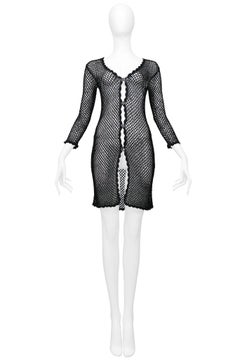 Dolce & Gabbana Black Crochet Fishnet Cardigan Dress 1990S