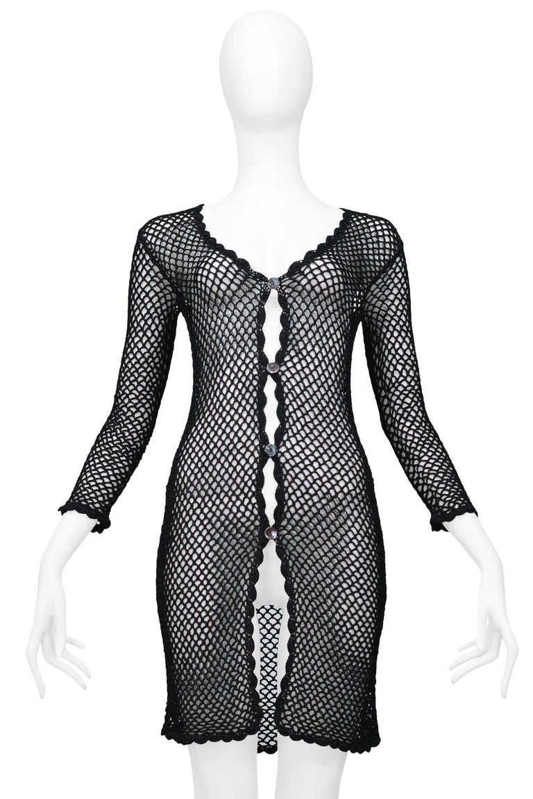 Dolce and Gabbana Black Crochet Fishnet Cardigan Dress 1990S For Sale at  1stDibs | black fishnet cardigan, crochet fishnets