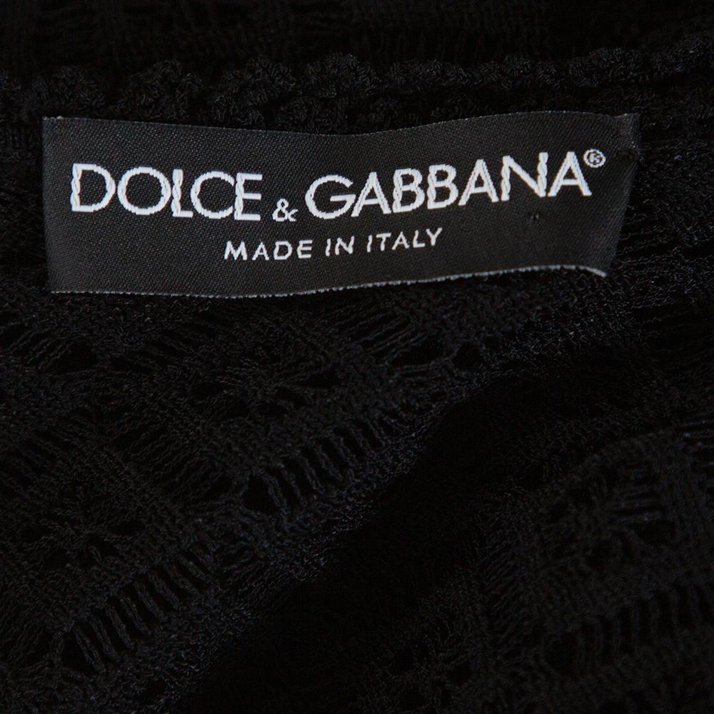 Dolce & Gabbana Black Crochet Knit Lace Mini Dress S In Excellent Condition In Dubai, Al Qouz 2