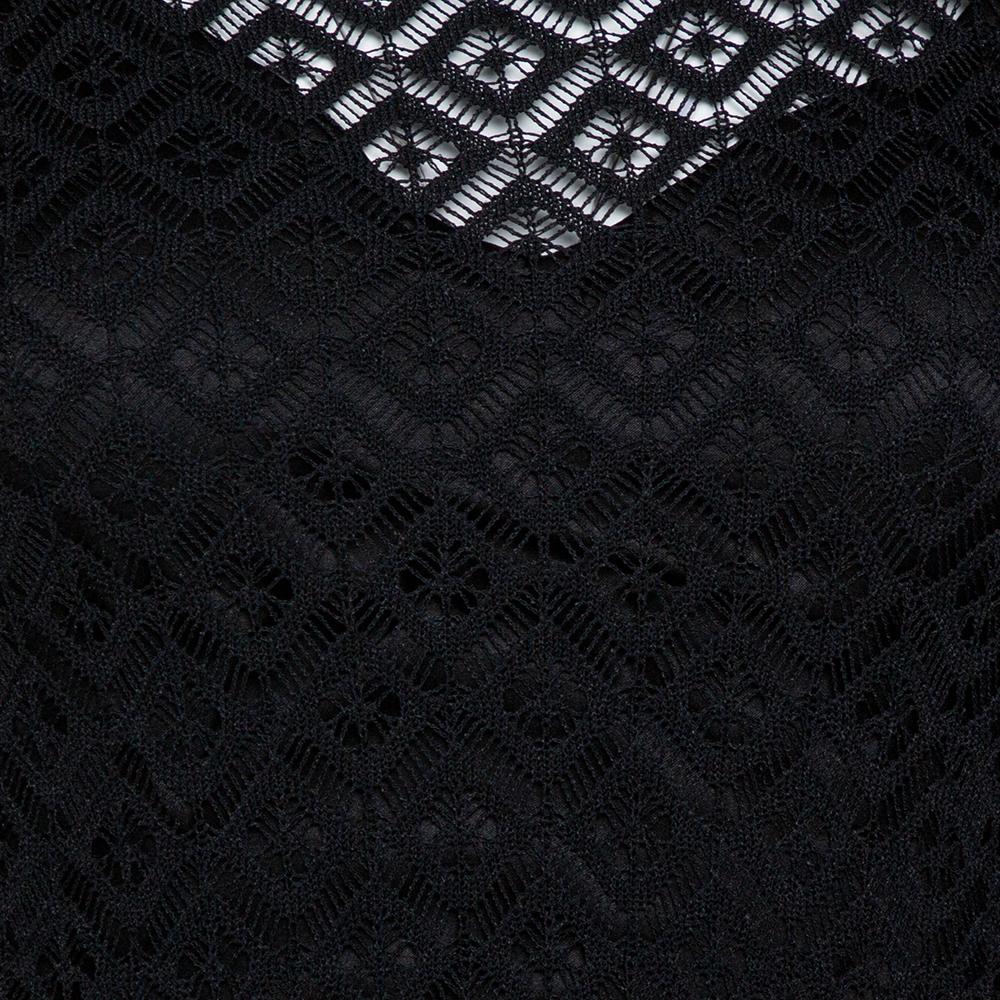 Dolce & Gabbana Black Crochet Knit Lace Mini Dress S 1