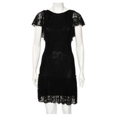 Dolce & Gabbana Black Crochet Lace Flared Hem Detailed Dress S
