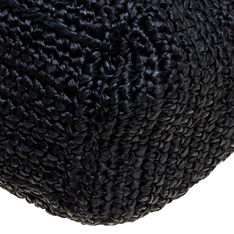 Dolce & Gabbana Black Crochet Straw Miss Sicily Top Handle Bag 3