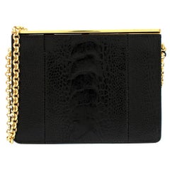 Dolce & Gabbana Black Crocodile-Effect Leather Bag