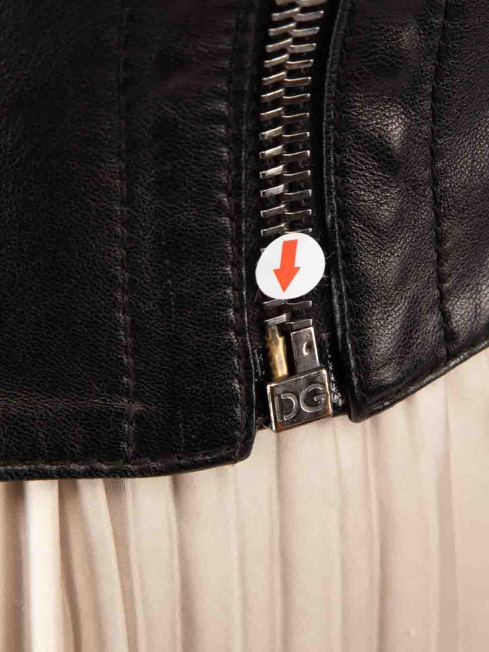 Dolce & Gabbana Black Crop Leather Biker Jacket Size XS 1